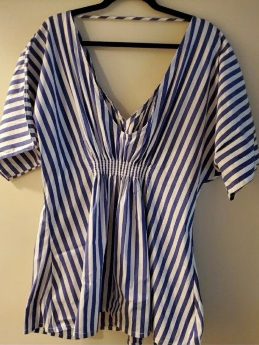 Onia Alessandra Caftan Blue
White Striped Beach Cover Up
Dress Smocked Waist - Picture 4 of 9